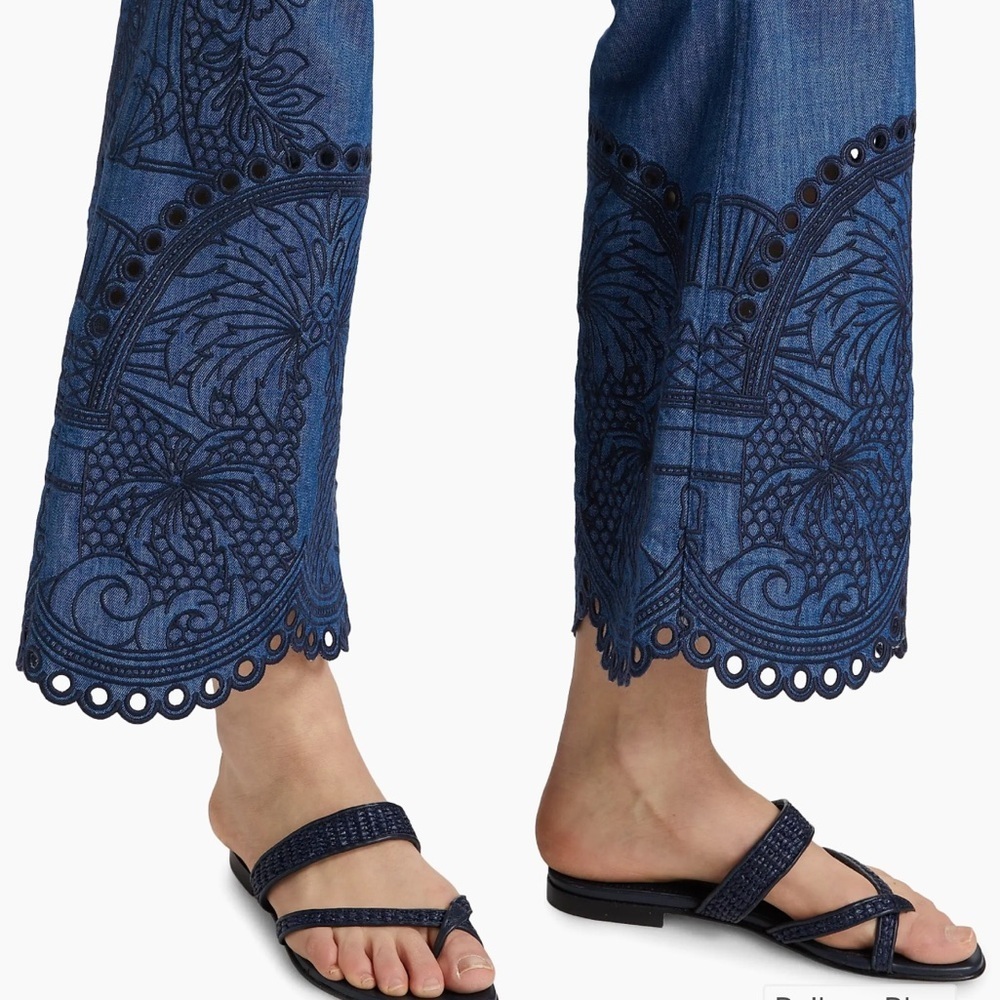 ZIMMERMANN COCO EMBROIDERED PANT RAILWAY BLUE - Picture 3 of 6